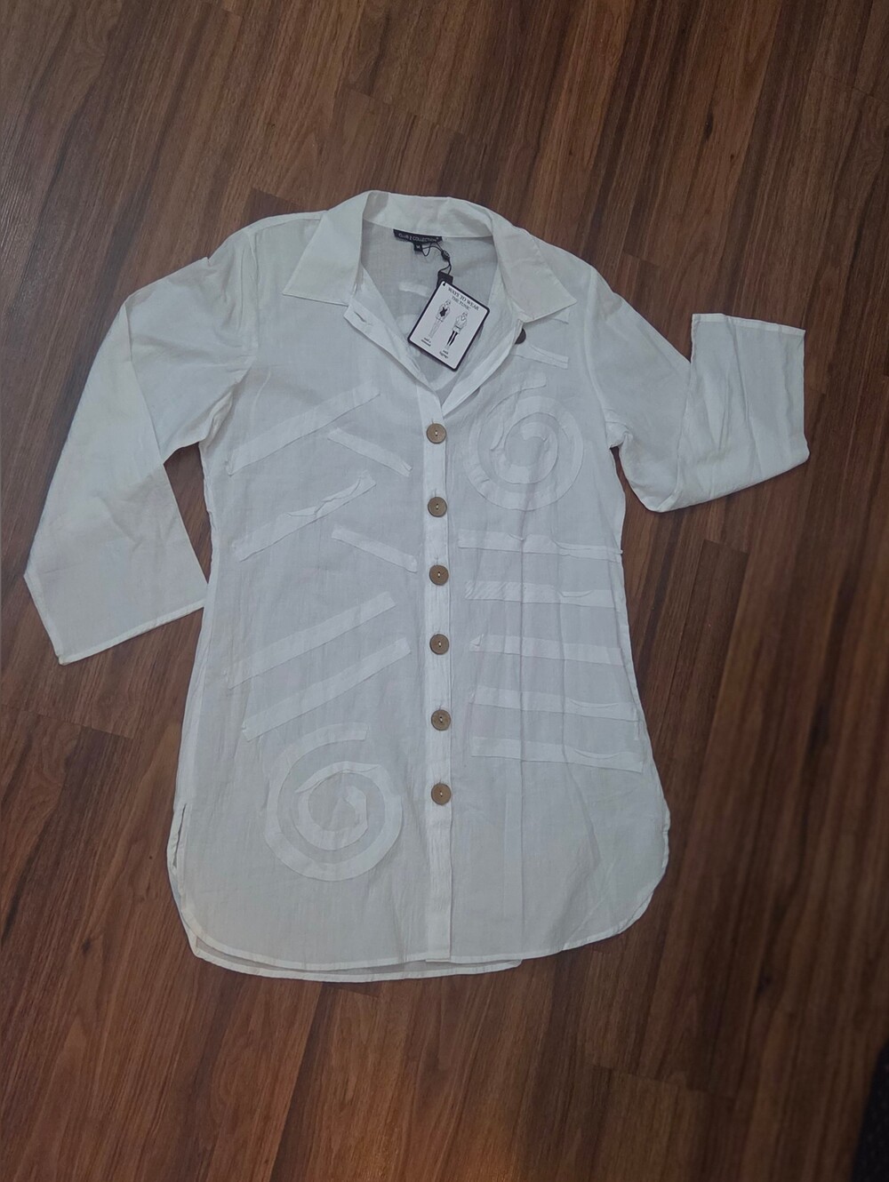 Lightweight White Button-Front Tunic Shirt/Coverup